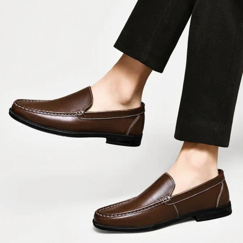 Herren-Loafer aus echtem Leder zum Hineinschlüpfen, Schwarz, Braun, Grau, Blau, klassisch, geschäftlich, leger, elegant und bequem | Sansoti