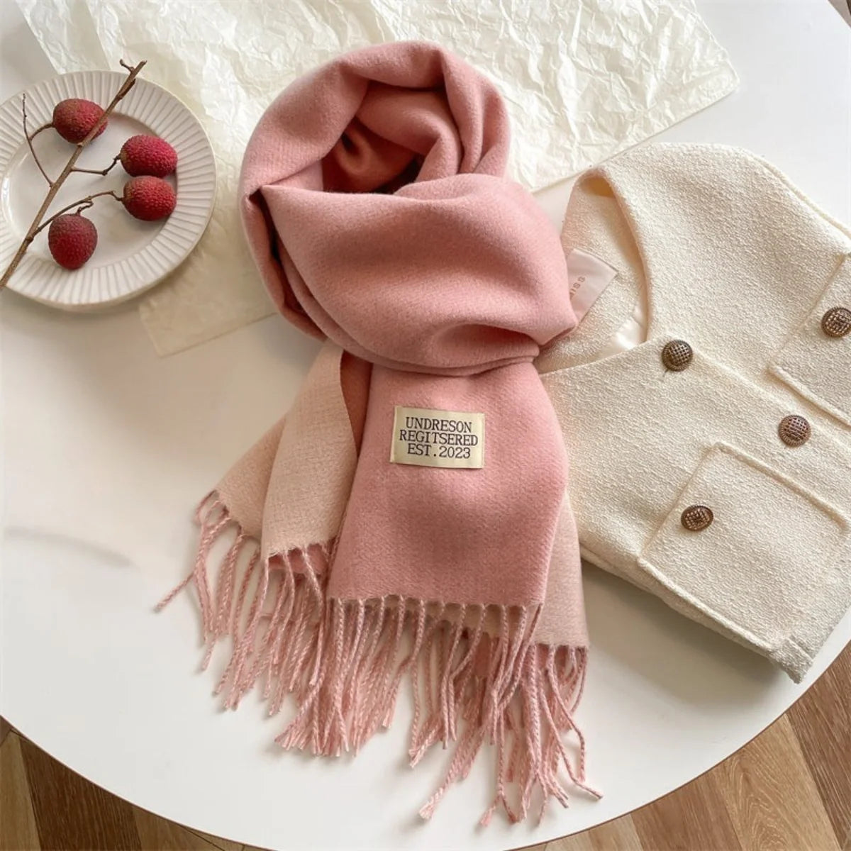 Dubbelzijdige Omslagdoek Pashmina Wol met Kwastjes Dames Warme Wintersjaal Zachte Wrap Elegante Shawl | Sansoti