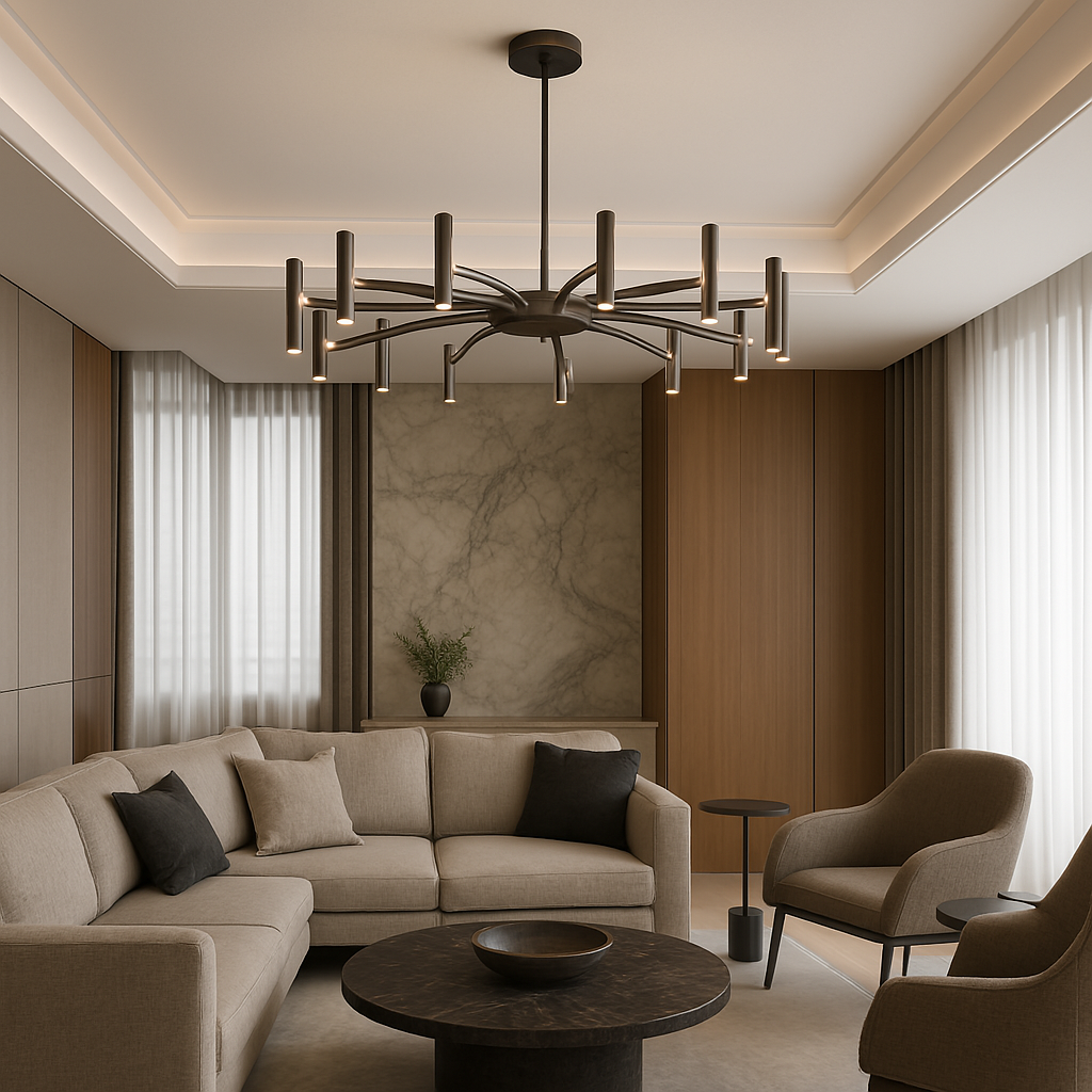 12-Head Contemporary Chandelier Ø100cm Black Wrought Iron Bedroom Living Room Modern LED Ceiling Lamp Designer Lighting | Sansoti