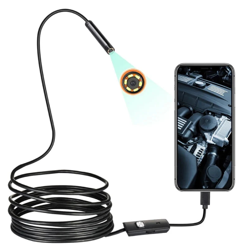 USB Endoscope Inspection Camera 7mm Lens Flexible Cable LED Lighting for Plumbers Technicians Inspection | Sansoti