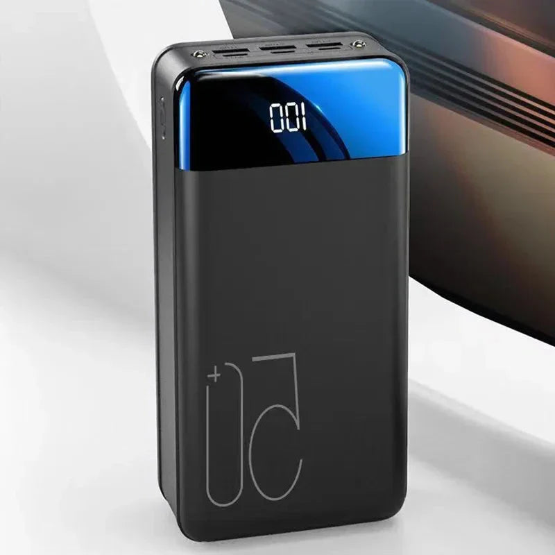 Power Bank 50000 mAh LED Display Black Fast Charging Smartphone Tablet Travel Battery External Battery | Sansoti