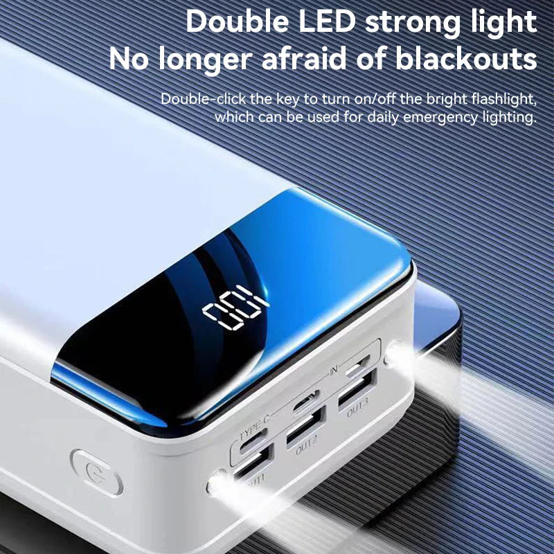 Powerbank 50000 mAh LED Display Zwart Snelladen Smartphone Tablet Reisbatterij Externe Accu | Sansoti