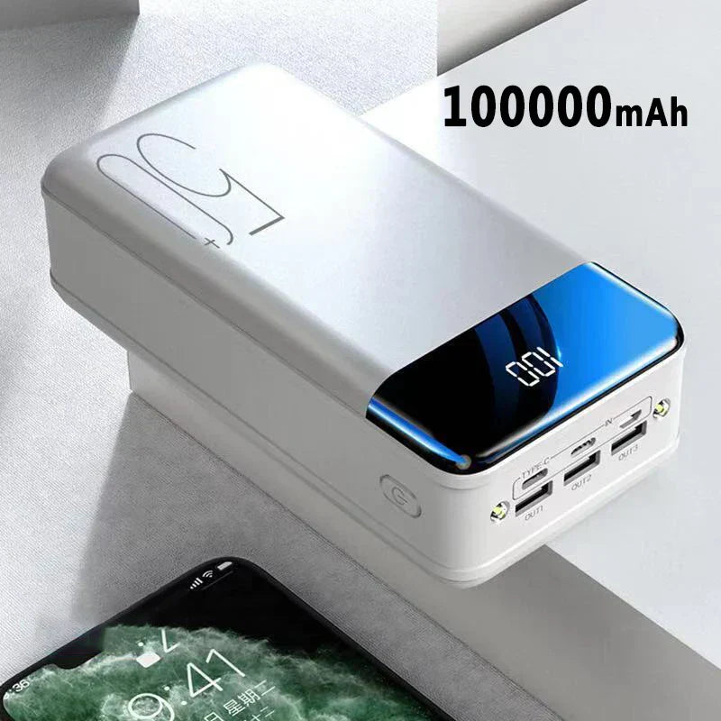 Portable Battery 50,000mAh Black White Fast Charging Smartphones Tablets Laptops Power Bank On the Go Travel Multiple Charges Universal Emergency Power | Sansoti