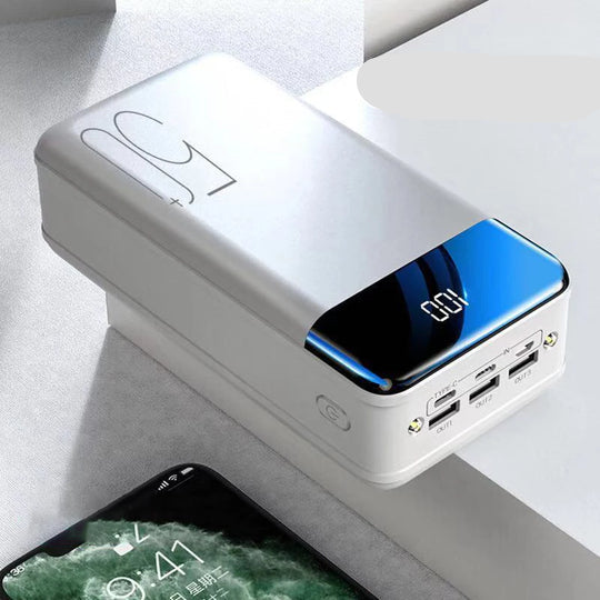 50,000 mAh power bank with fast charging, USB-C, and LED flashlight | Sansoti