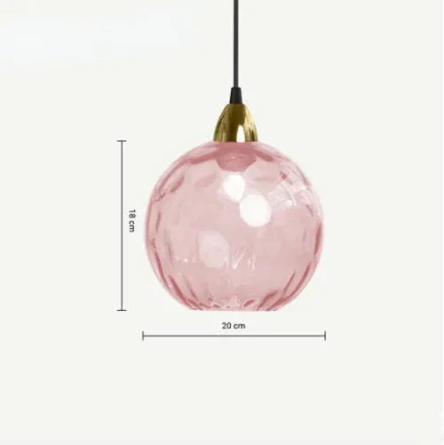 Glass Globe Pendant Lamp with Colored Glass Shade for Dining Room Living Room | Sansoti