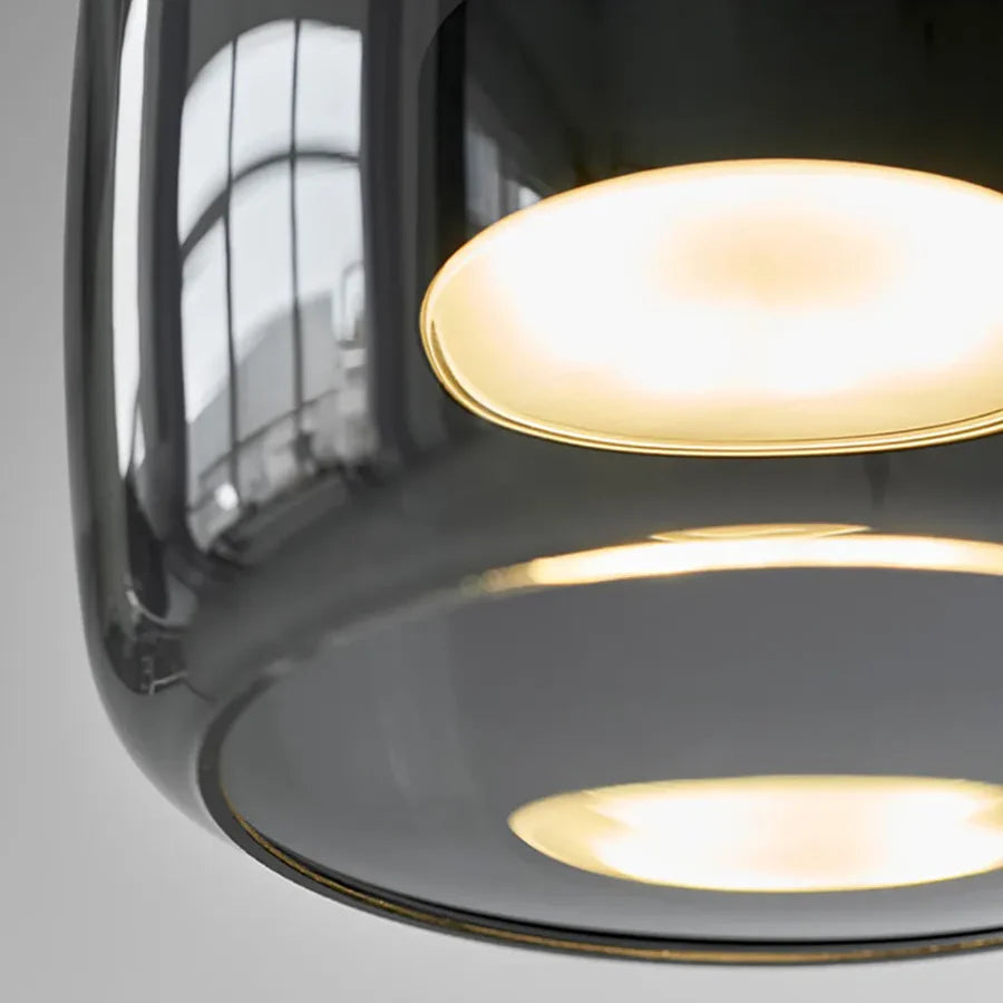 Lámpara colgante nórdica de vidrio LED, coñac y gris ahumado, estilo escandinavo | Sansoti