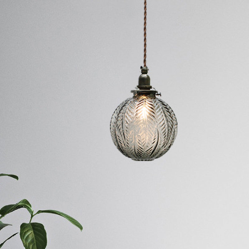 Suspension en Verre avec Design Plume – Verre Fumé ou Transparent – Douille E14 – Style Colonial | Sansoti