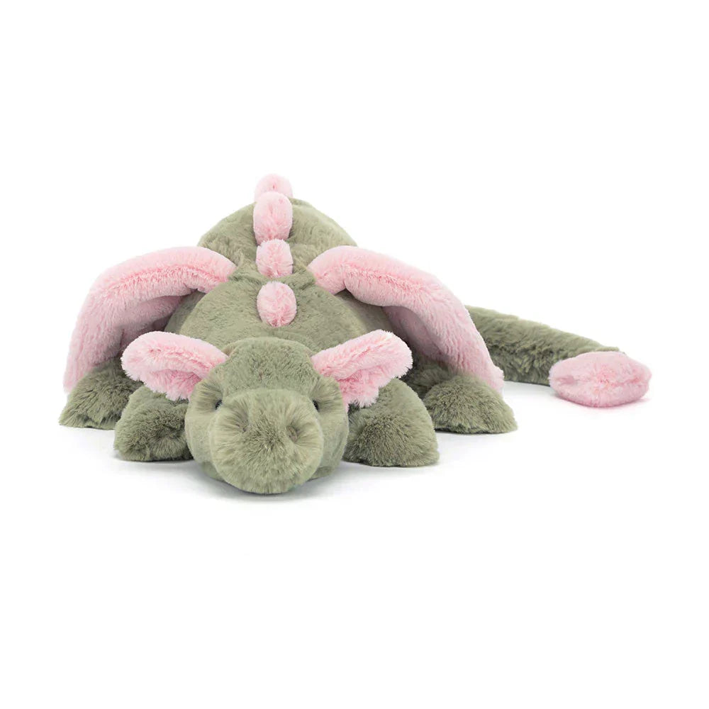 Drakenknuffel Pluche Zacht met Vleugels Fantasie Zeven Kleuren Groen Roze Lavendel Hemelsblauw Handwas Cadeau | Sansoti