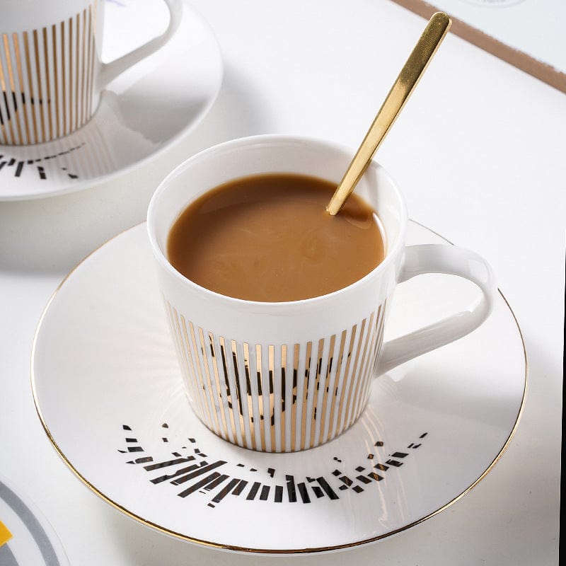 Coffee Cup with Mirror Reflection Saucer Ceramic Design Set | Sansoti