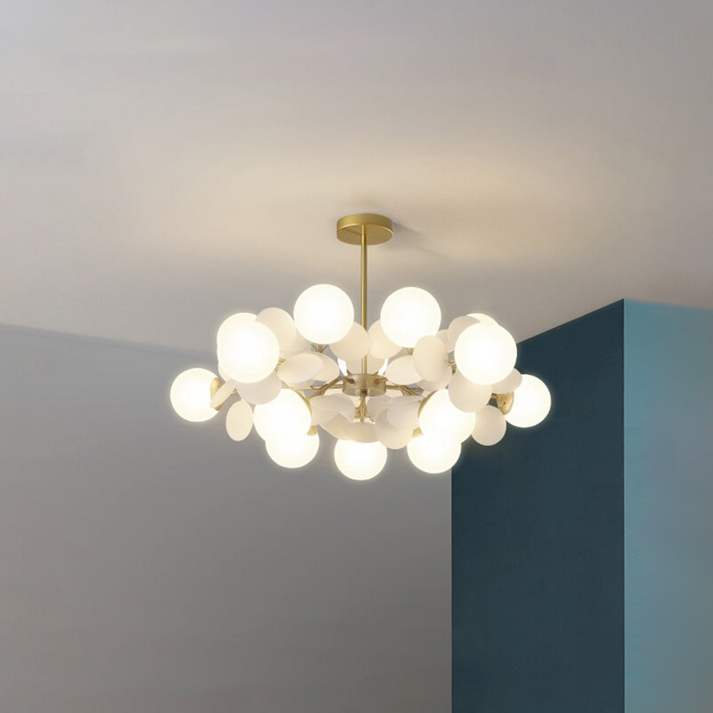 Deckenleuchte mit Blumenästen aus mehrfarbigem Glas und Metall, 4-15 Lichtquellen, naturinspiriertes Design, Wohnzimmer, Esszimmer | Sansoti