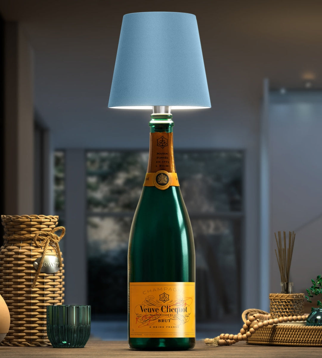 Lámpara para botella LED recargable de aluminio, lámpara de mesa para botella de vino, luz cálida | Sansoti