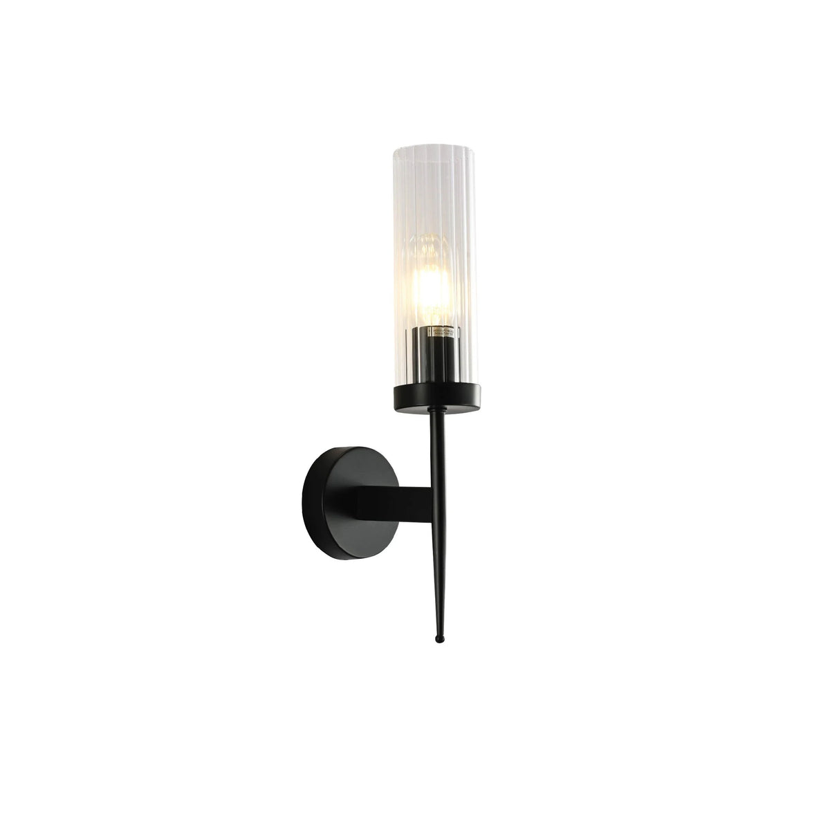 Aplique de pared de vidrio acanalado vintage art déco E27, dorado, cromado, niquelado o negro, cilindro regulable | Sansoti