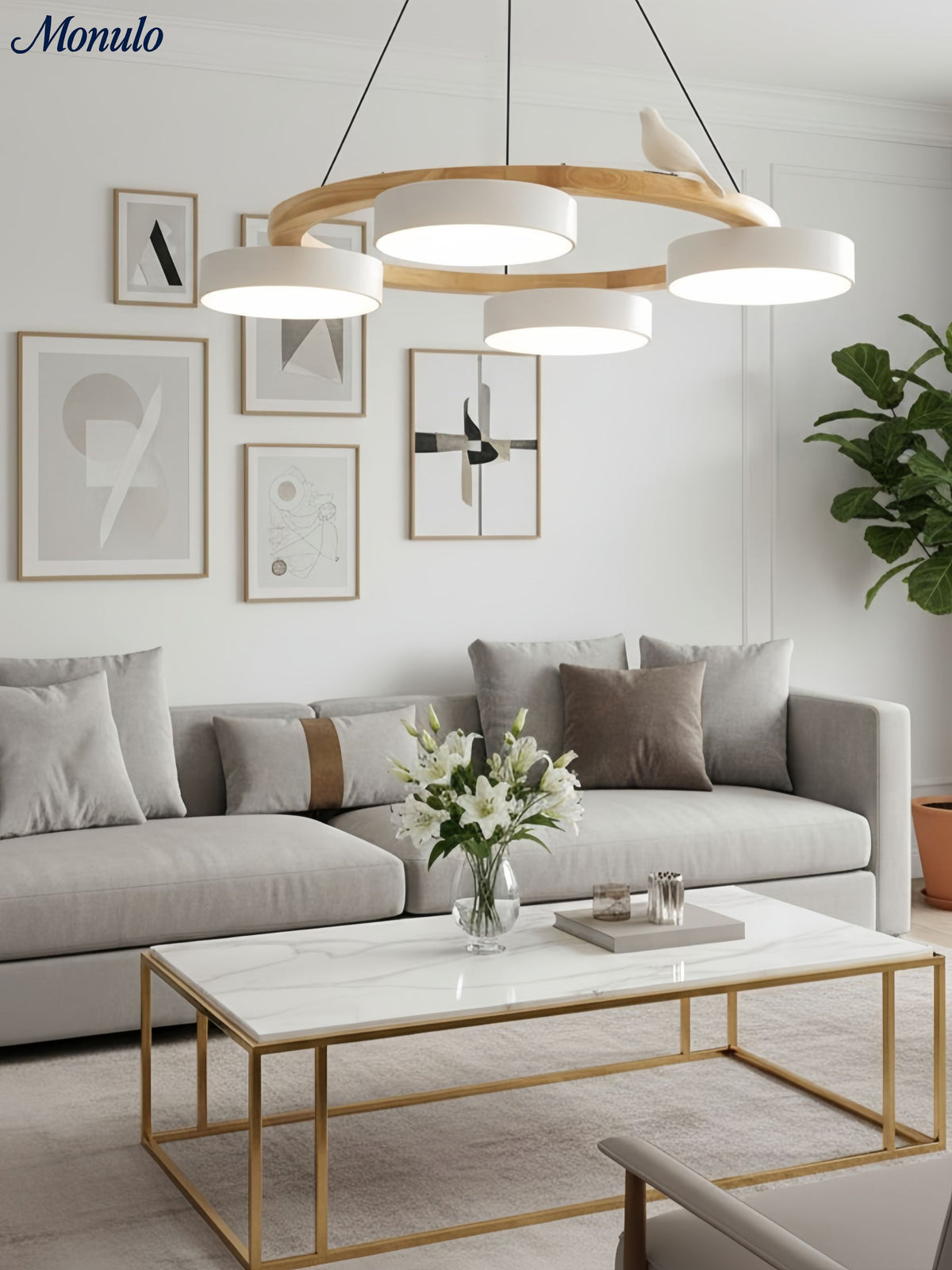 Decorative Bird Chandelier with Colored Circles for Dining Room and Living Room | Sansoti