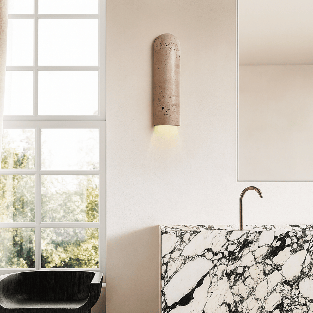 Wandlamp Travertijn Natuursteen met LED G9 Beige Warm Licht Slaapkamer Gang Woonkamer Wandverlichting | Sansoti