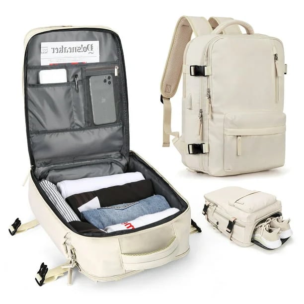 Wasserdichte Damen-Reisetasche 35L multifunktionaler Wanderrucksack mit USB-Anschluss und Diebstahlschutz | Sansoti