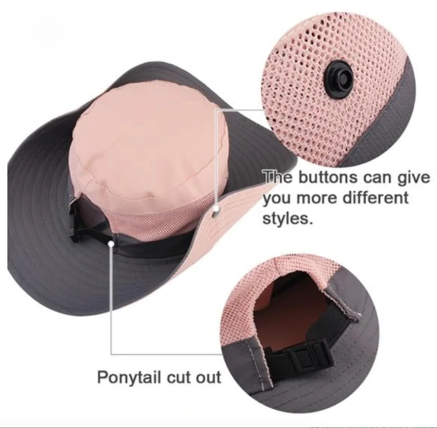 Opvouwbare UV-Beschermende Zonnehoed Verstelbaar Ademend Polyester Dames Zomerhoed Paardenstaartopening Reizen Strand Outdoor | Sansoti