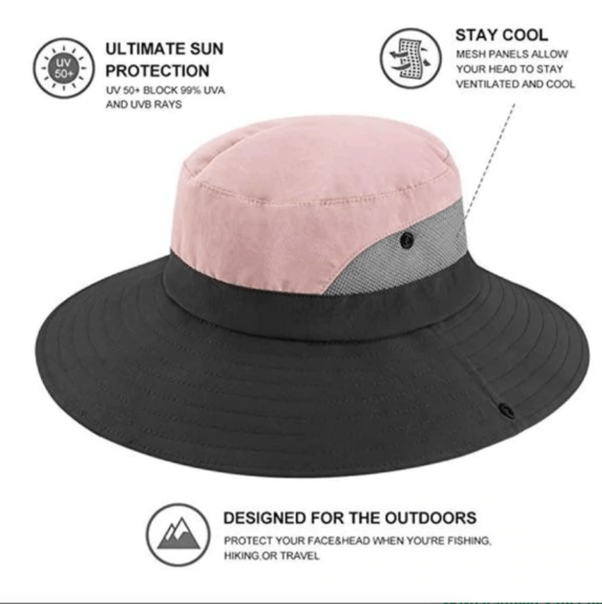 Foldable Sun Hat Polyester UV Protection Wide Brim Unisex 56-60cm | Sansoti