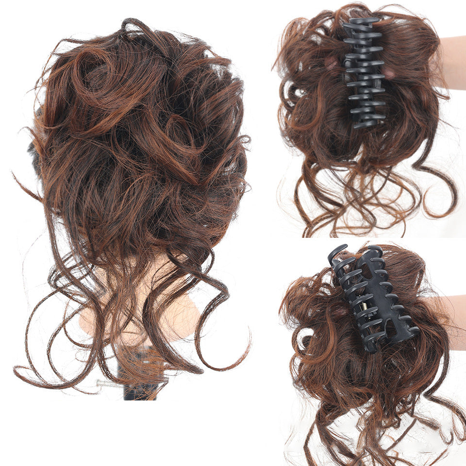 Élastique Messy Bun avec effet volume pour un chignon naturel, accessoire pour cheveux bruns, femmes | Sansoti