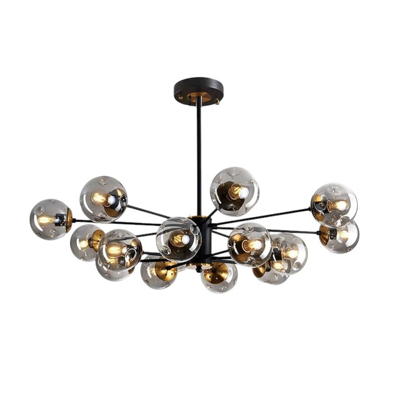 Lustre scandinave Ida verre fer noir salon salle à manger suspension moderne design éclairage sphérique | Sansoti