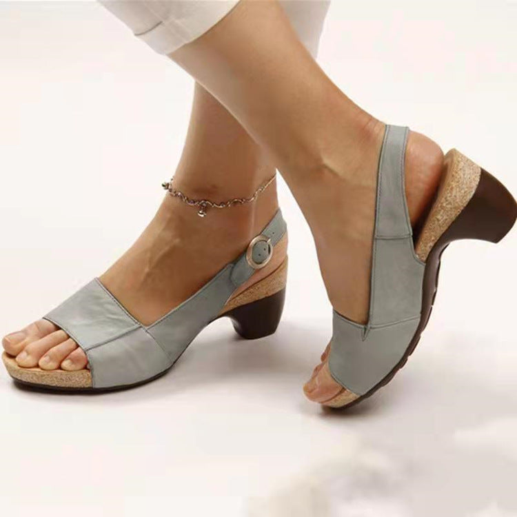 Women’s Platform Sandals Round Toe Faux Leather Rubber Sole Casual Comfort Shoes Size 36-43 | Sansoti
