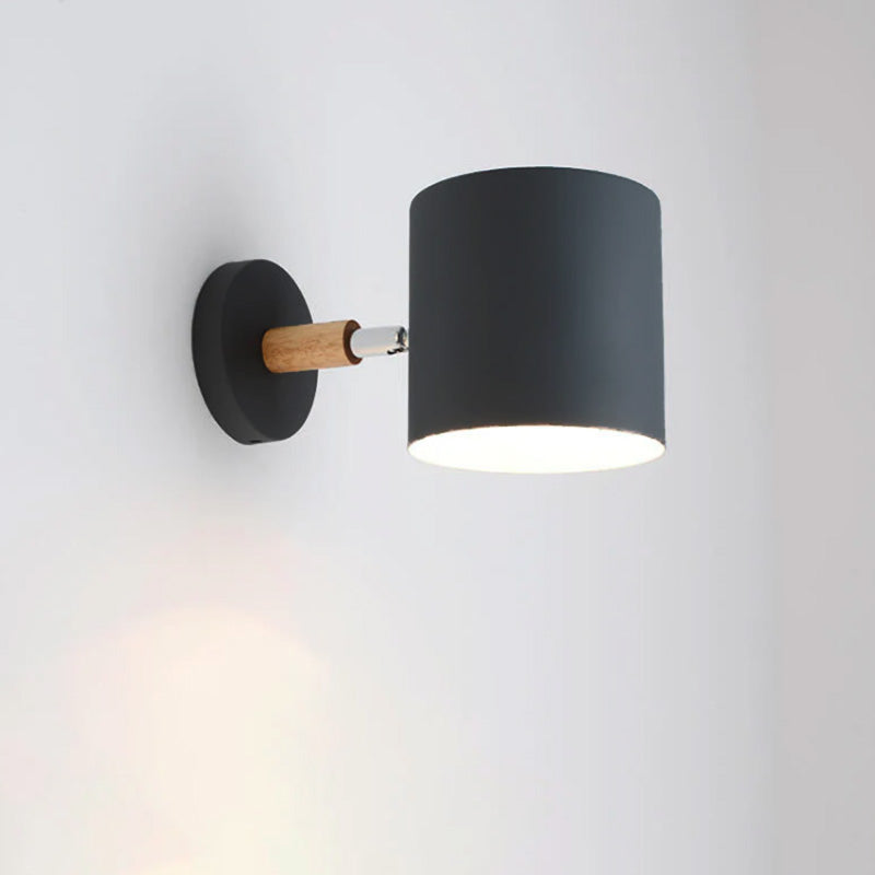 Applique murale métal bois réglable chambre salon scandinave couleur macaron E27 lampe de lit lampe murale | Sansoti