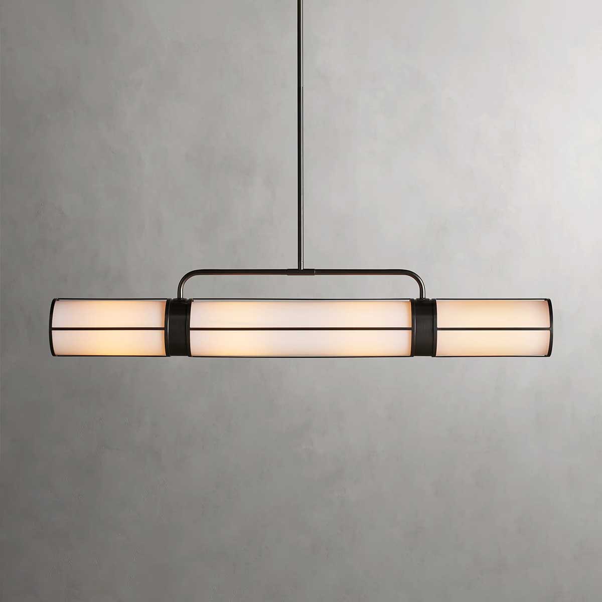 Lineare Pendelleuchte Milchglas 54–72 cm Messing Bronze Esstisch Kücheninsel Verstellbar Industrielles Design | Sansoti