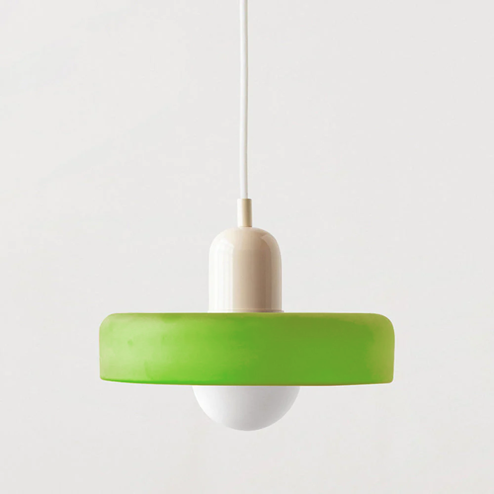 Glas-Hängeleuchte im Bauhausstil aus farbigem Glas, rund, Ø25-35cm, E27, verstellbar, Esstisch-Deckenleuchte im Retro-Design | Sansoti