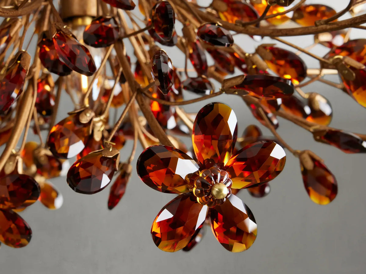 Kristall-Deckenleuchte Ø70 cm, Eisen, handgefertigte Blütenoptik, vier Leuchten, elegantes venezianisches Design für das Wohnzimmer | Sansoti