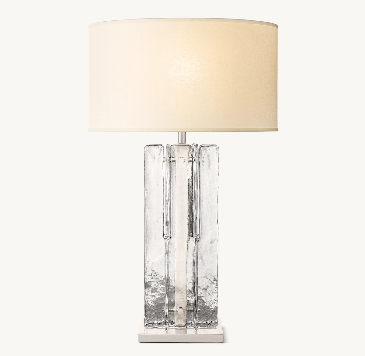 Geometrische Glastischlampe mit Leinenlampenschirm, 76 cm, hohes warmweißes Licht, für Wohnzimmer und Schlafzimmer, stimmungsvolles Design | Sansoti