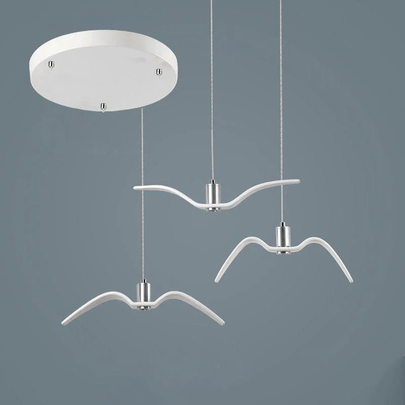Suspension LED design oiseau résine aluminium blanc noir 3000K 4000K 6000K salon lampe pendante minimaliste organique plafonnier | Sansoti