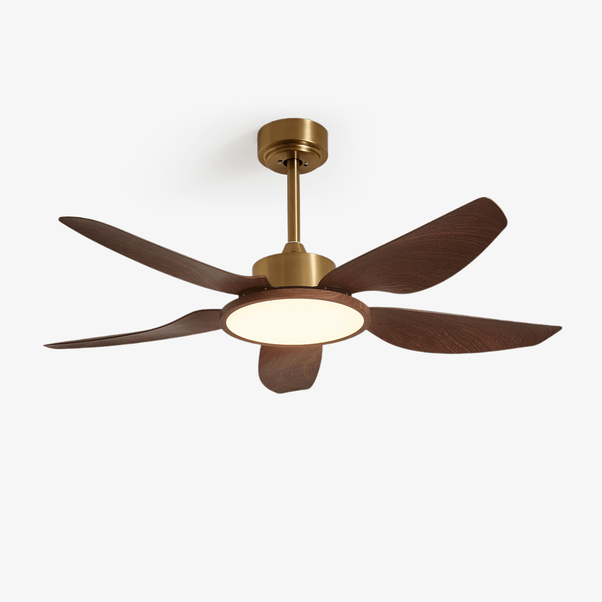 Modern Ceiling Fan with Walnut & Brass Lighting – Ø106cm/Ø122cm | Sansoti