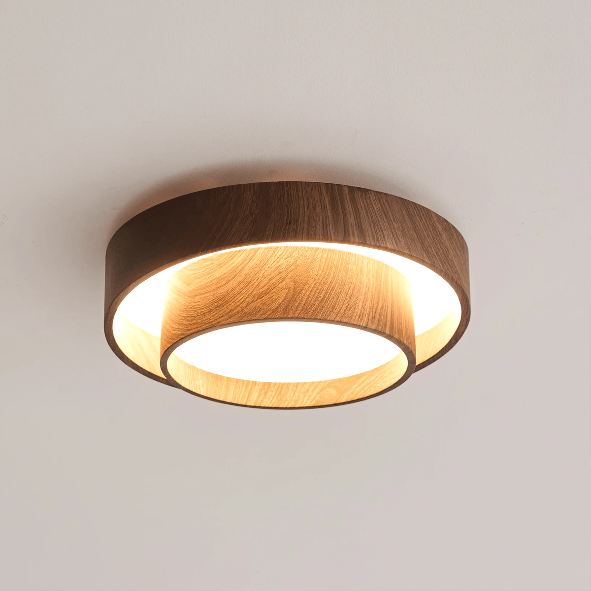 LED ceiling lamp walnut wood look Japandi living room bedroom round ceiling lamp modern lighting wood grain look | Sansoti