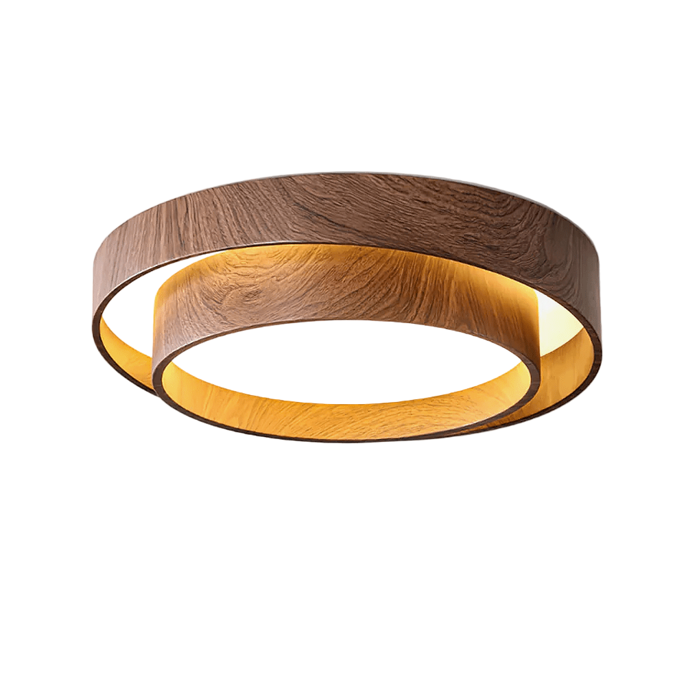 LED ceiling lamp walnut wood look Japandi living room bedroom round ceiling lamp modern lighting wood grain look | Sansoti