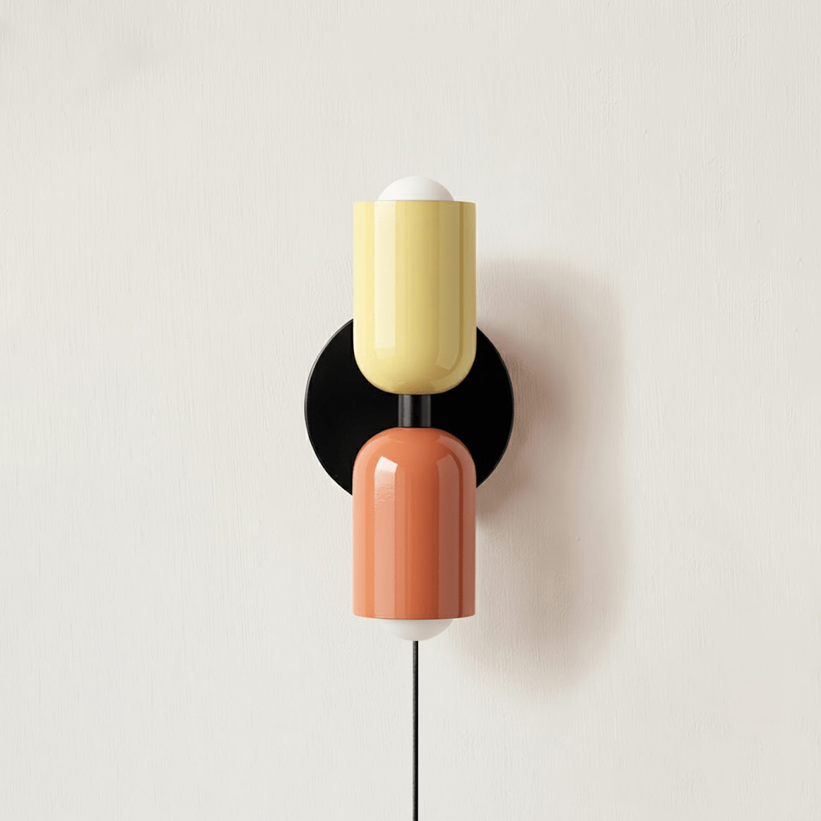 Double Wall Light with Plug Upward and Downward Light Direction Metal Fixture Colored Shade E26 / E27 Socket | Sansoti
