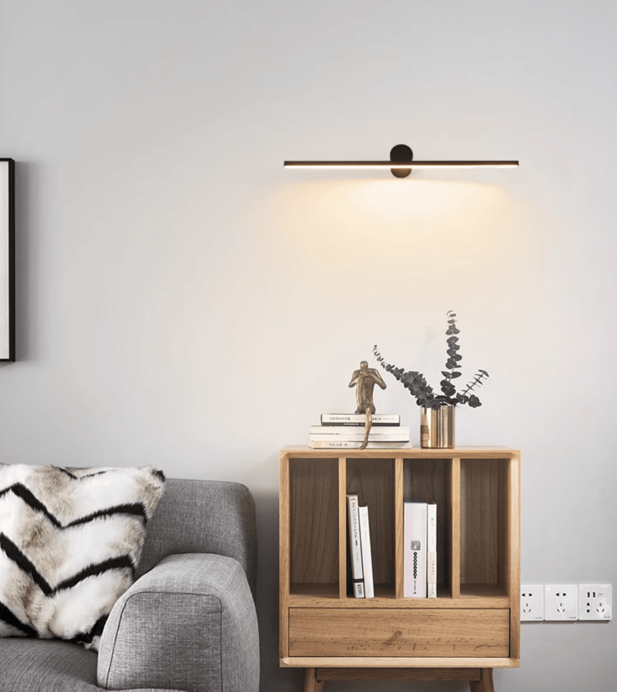 Rechargeable LED wall lamp with remote control, touch sensor, dimmable, 60-120cm, matte black, ambient wall lighting | Sansoti