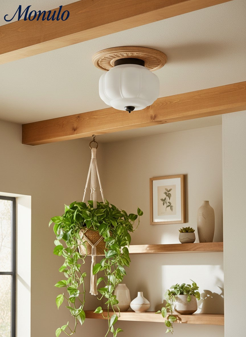 Retro Deckenlampe mit Milchglas-Schirm – Feine Semi-Flush-Mount-Beleuchtung für moderne Innenräume | Sansoti