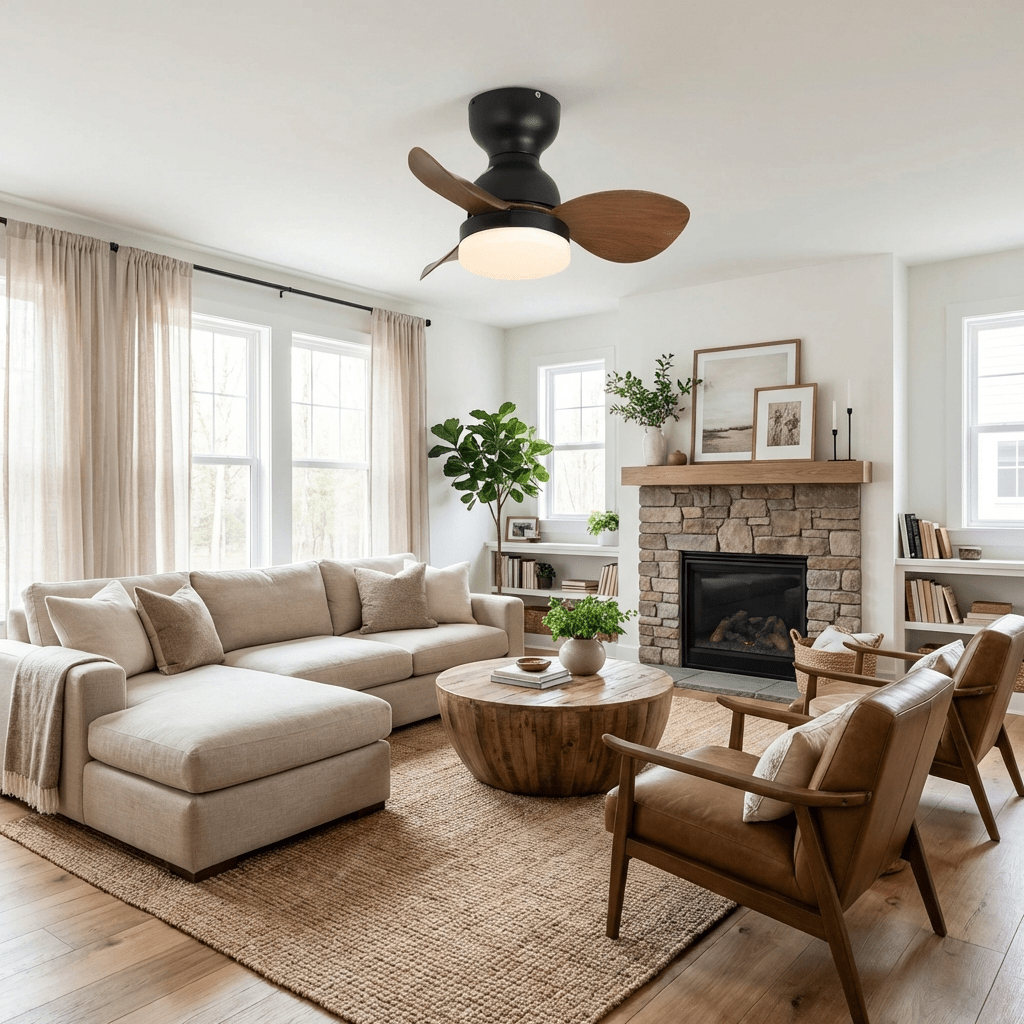 Ceiling fan with lighting Ø55 cm Modern fan with 6 speeds 3 light settings LED fan for living room bedroom | Sansoti