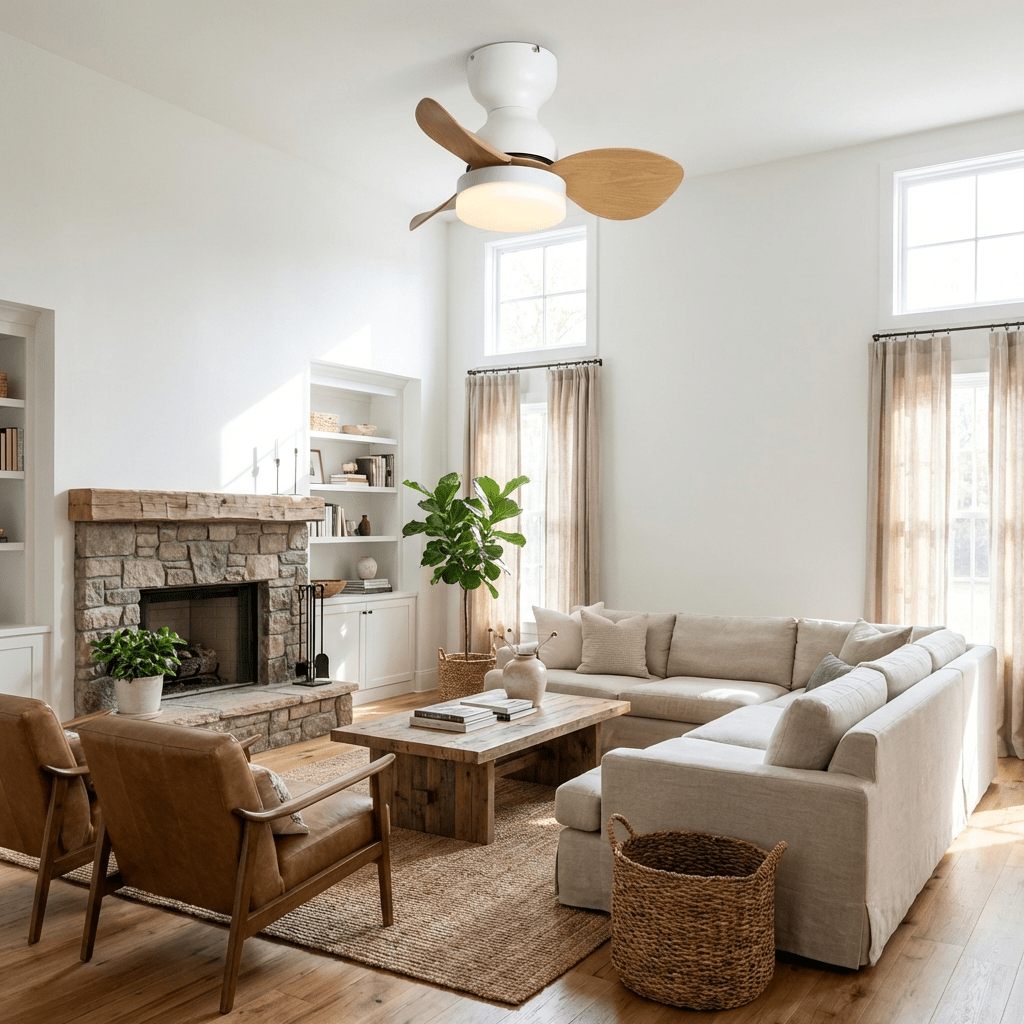 Ceiling fan with lighting Ø55 cm Modern fan with 6 speeds 3 light settings LED fan for living room bedroom | Sansoti