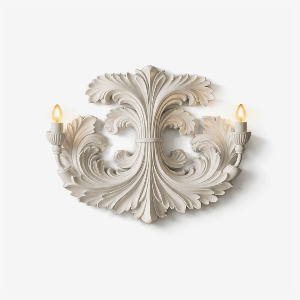 Classic Baroque Wall Lamp With Floral Plaster Details And Double Light Source For Atmospheric Indoor Lighting | Sansoti