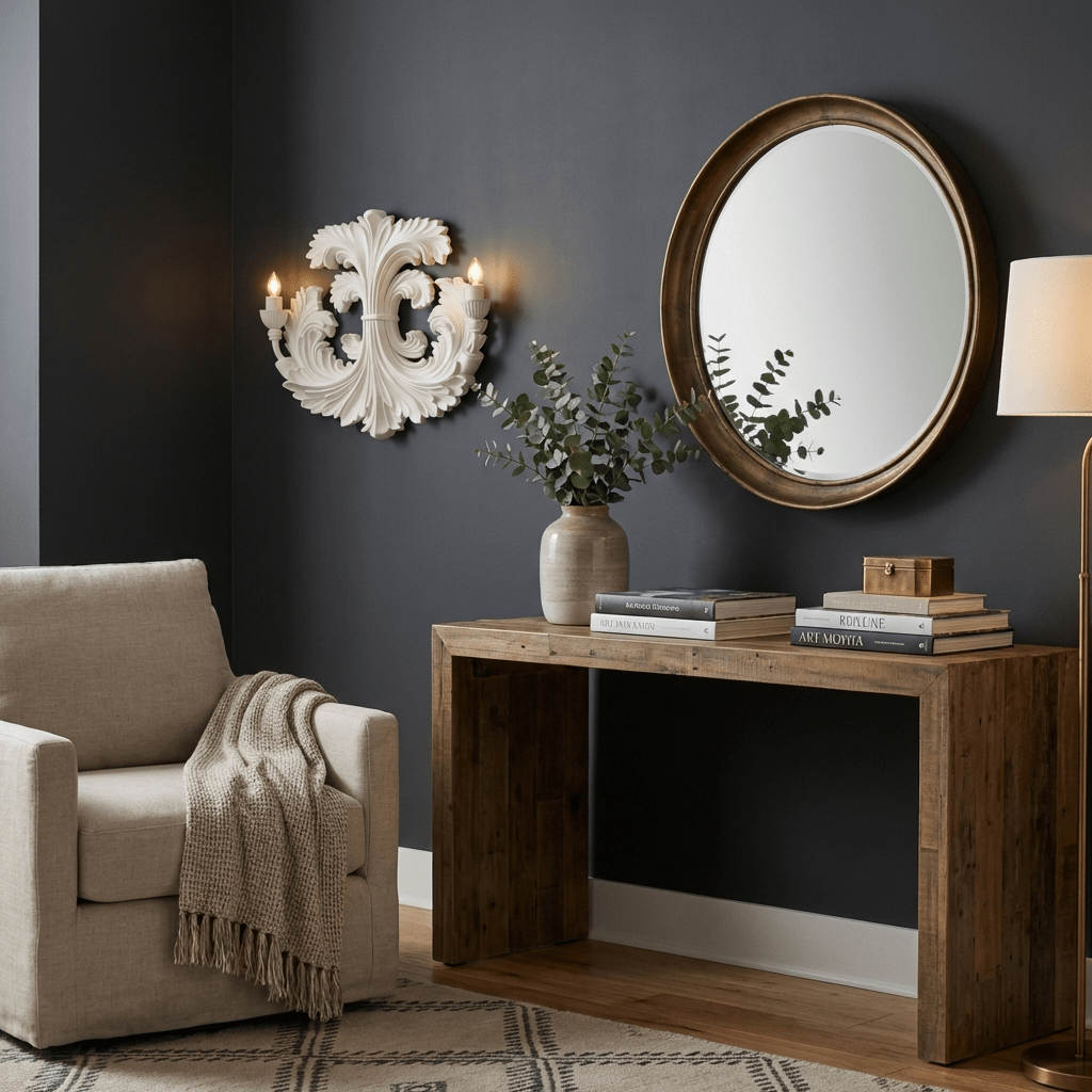 Classic Baroque Wall Lamp With Floral Plaster Details And Double Light Source For Atmospheric Indoor Lighting | Sansoti