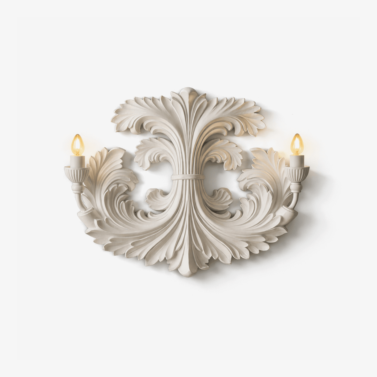 Classic Baroque Wall Lamp With Floral Plaster Details And Double Light Source For Atmospheric Indoor Lighting | Sansoti