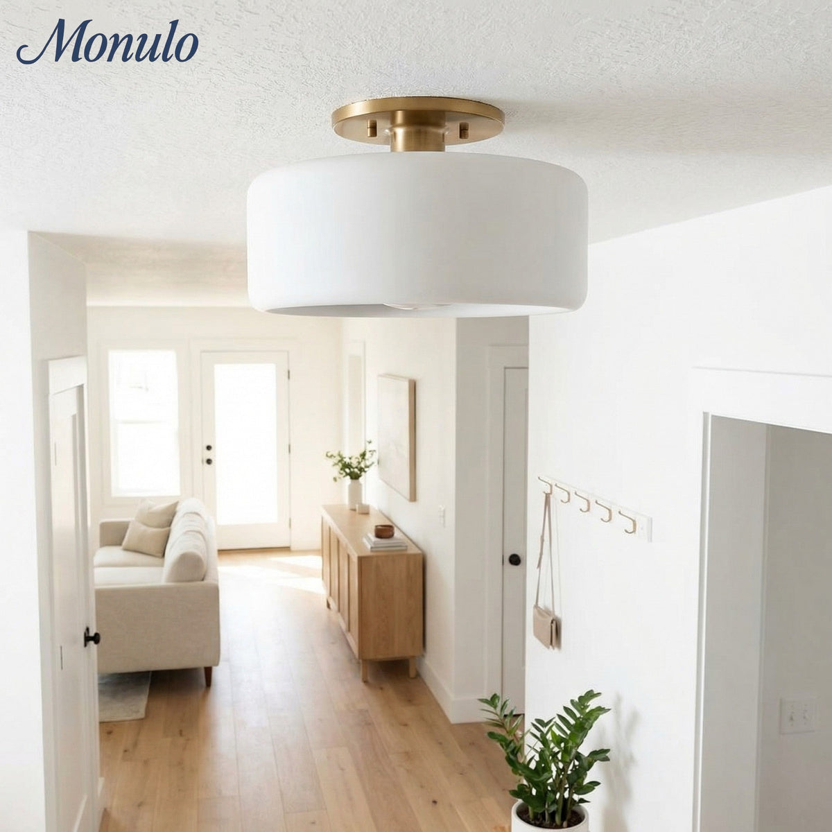 Porcelain Ceiling Lamp Round Modern – Soft Ambient Lighting for Hall Office Kitchen | Sansoti