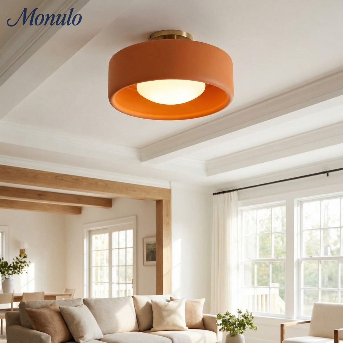 Porcelain Ceiling Lamp Round Modern – Soft Ambient Lighting for Hall Office Kitchen | Sansoti
