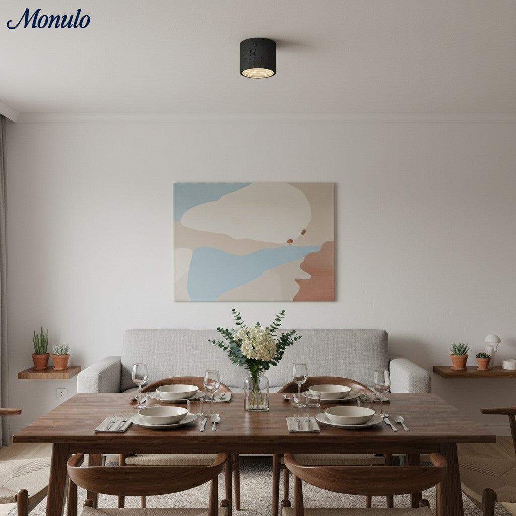 Cylindrical Travertine Ceiling Lamp – LED Lighting for Modern Interiors | Sansoti