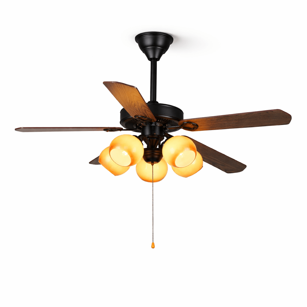 Theodore Vintage Ceiling Fan with Lighting — Retro Design with Dimmable Remote Control | Sansoti