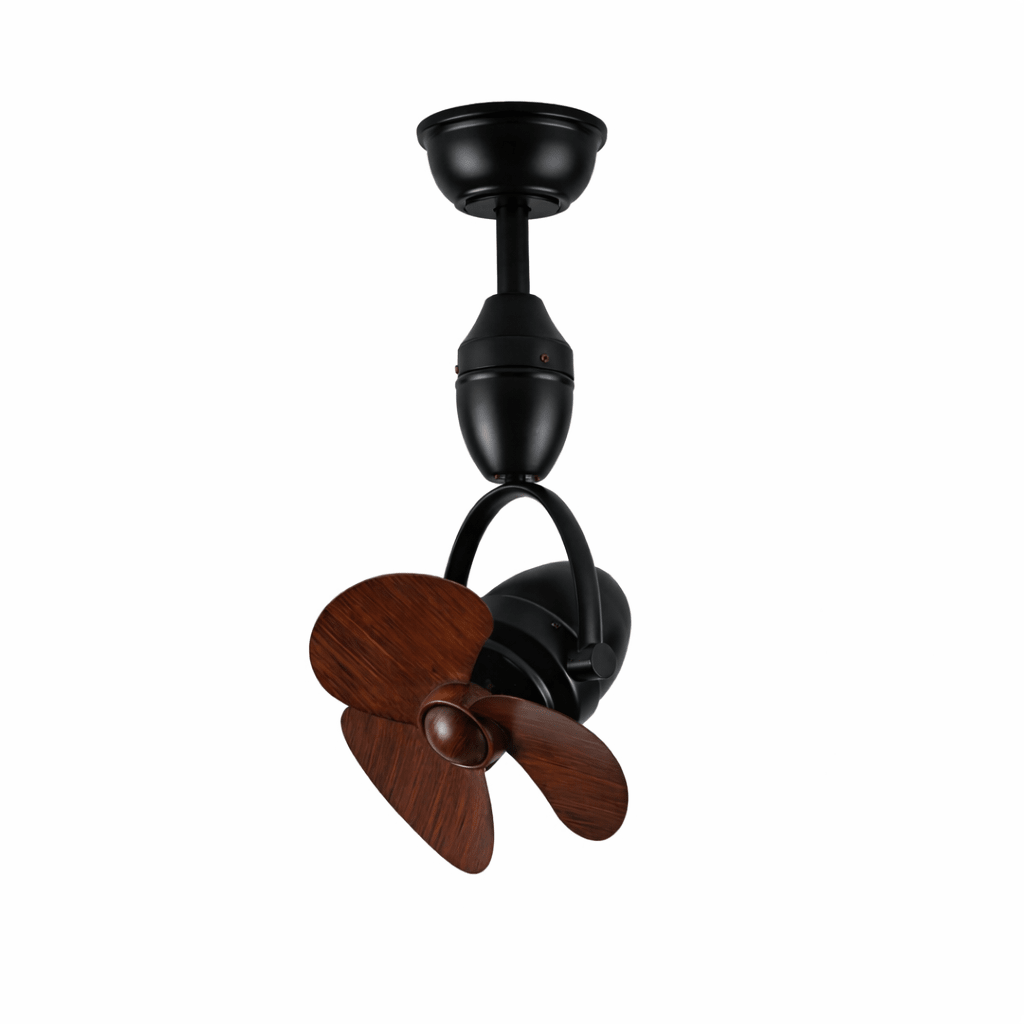 Retro Ceiling Fan with Rotatable Light Source Black & Walnut Ø35cm | Sansoti