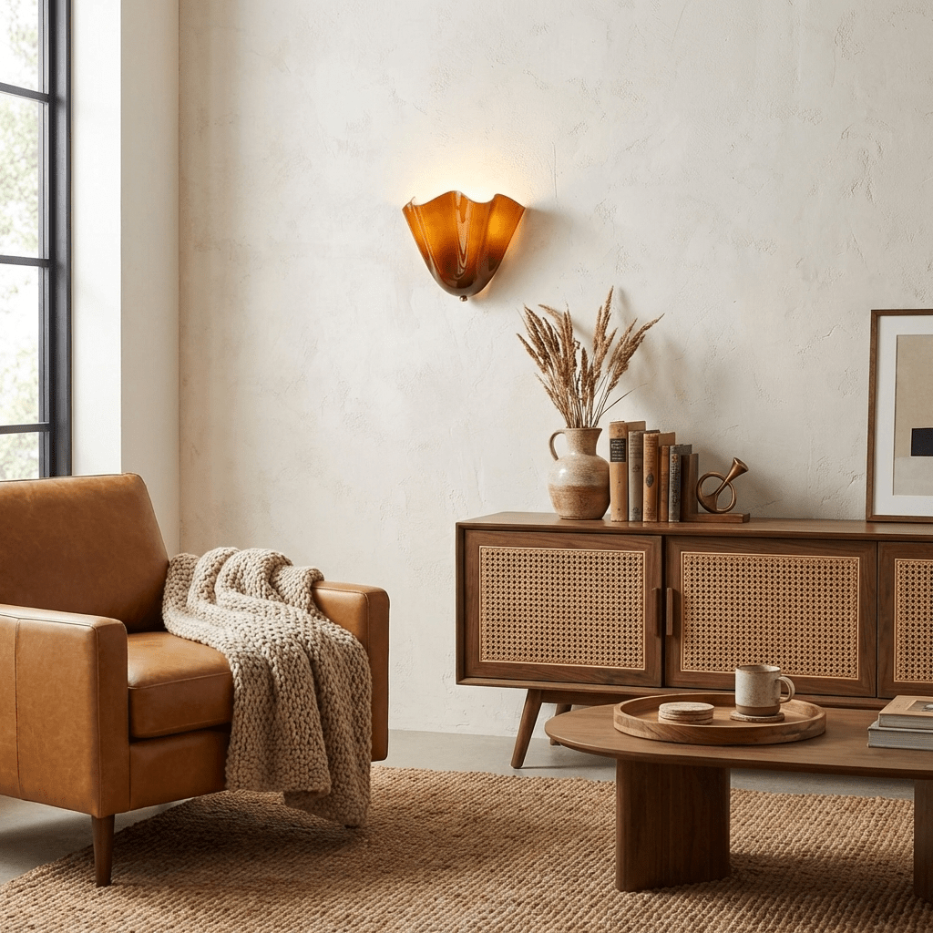 Petalia Wall Light — Sculptural Petal-Inspired Glass Wall Lighting with G9 Socket and Hardwired Installation (28 × 25 × 13 cm) | Sansoti