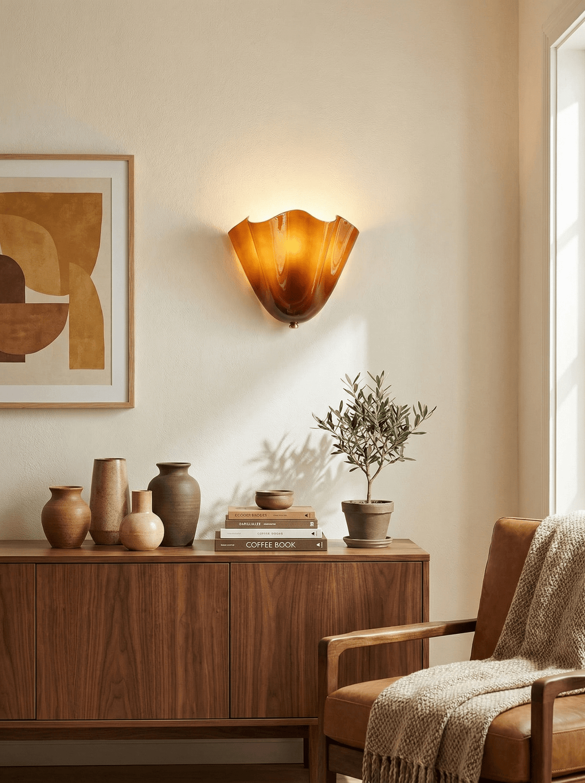 Petalia Wall Light — Sculptural Petal-Inspired Glass Wall Lighting with G9 Socket and Hardwired Installation (28 × 25 × 13 cm) | Sansoti