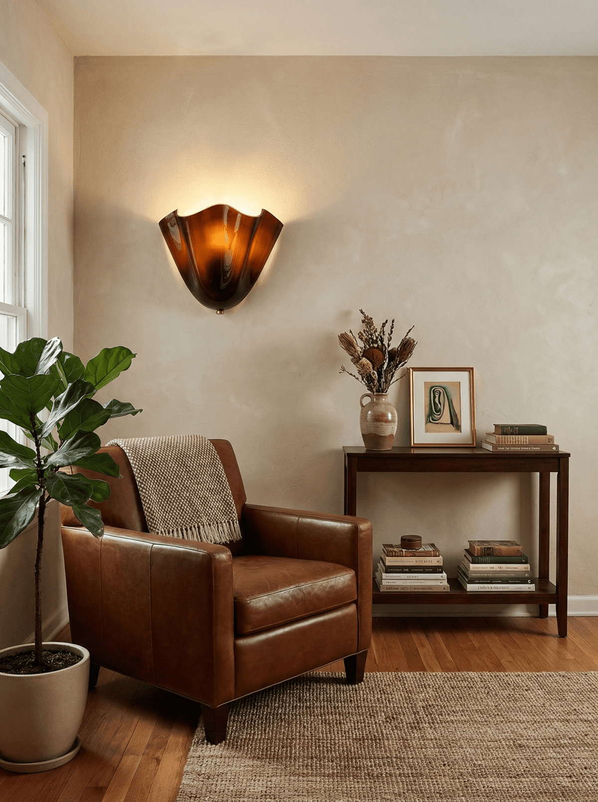 Petalia Wall Light — Sculptural Petal-Inspired Glass Wall Lighting with G9 Socket and Hardwired Installation (28 × 25 × 13 cm) | Sansoti