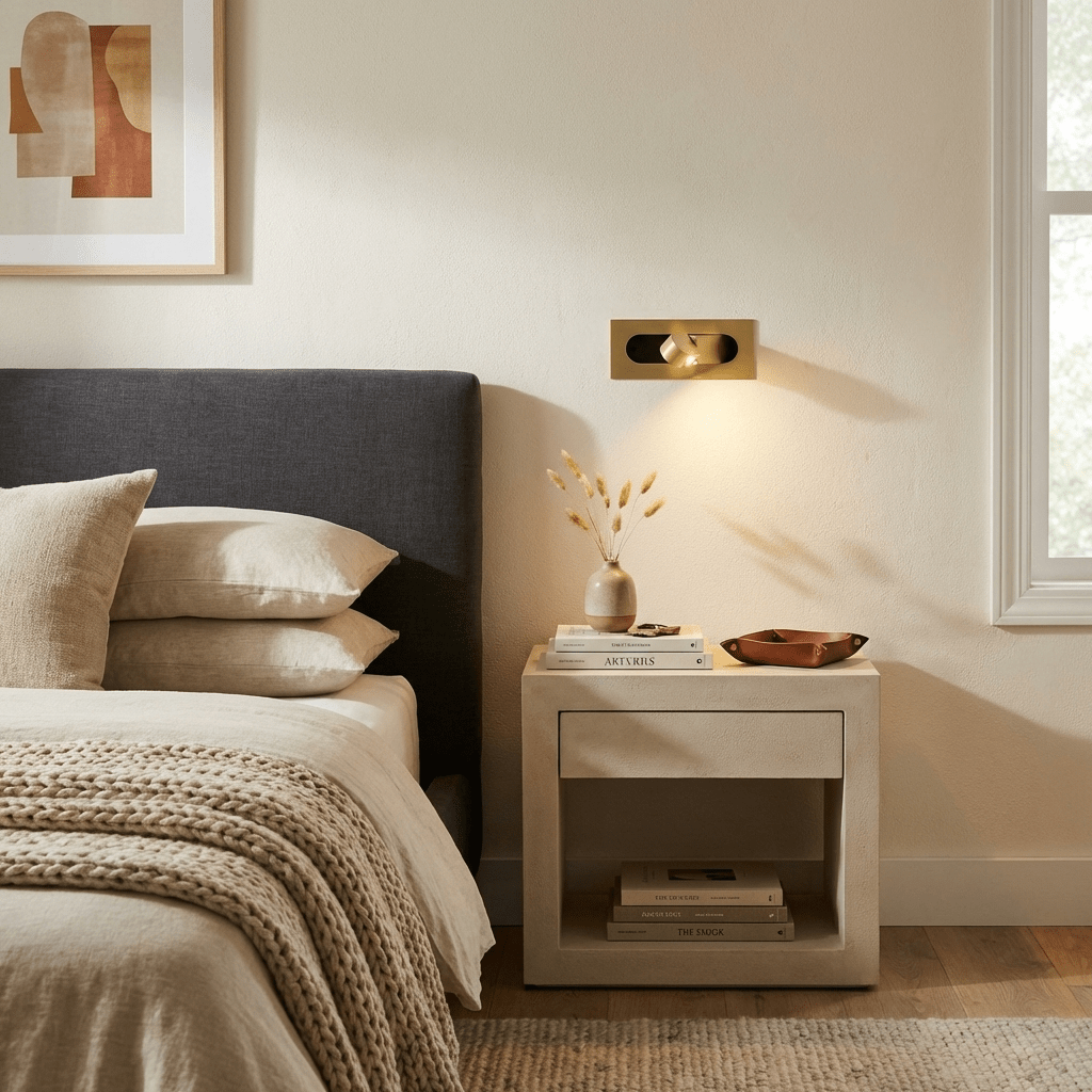 LED wall light with hidden switch – press to turn on, press to turn off – adjustable head for reading light beside the bed | Sansoti